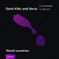 Vector flat map of Saint Kitts and Nevis in violet colors on the black background. Educational banner