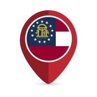 Map pointer with flag Georgia state. Vector illustration.