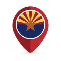 Map pointer with flag Arizona state. Alabama flag. Vector illustration.