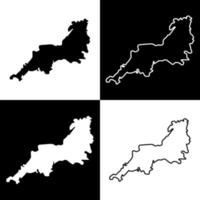 Set of South West England, UK region map. Vector illustration.