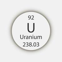 Uranium symbol. Chemical element of the periodic table. Vector illustration.