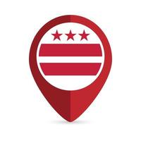 Map pointer with flag District of Columbia state. Alabama flag. Vector illustration.