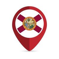 Map pointer with flag Florida state. Alabama flag. Vector illustration.