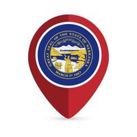 Map pointer with flag Nebraska state. Vector illustration.