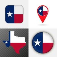 conjunto de bandera del estado de texas. ilustración vectorial vector