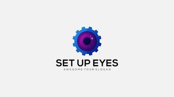 Gear Set up Eyes Logo design Template vector