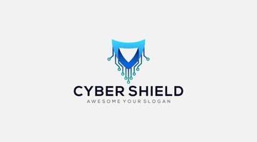 Quality Cyber Shield Tech Logo design Template illustration vector