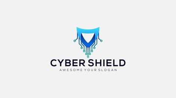 Quality Cyber Shield Tech Logo design Template illustration vector