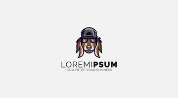 perro de gafas con diseño de logotipo de ilustración de gorra vector