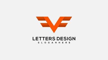 letra vf alas logo diseño vector ilustración icono