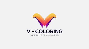 colorear el diseño del logotipo de la letra v en un concepto único vector