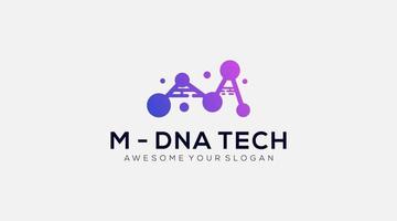 Premium Letter M DNA Technology Logo design icon vector