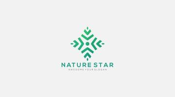 naturaleza creativa yoga estrella logotipo diseño vector símbolo