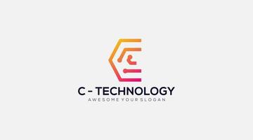 símbolo inicial del diseño del logotipo de la tecnología de la letra c vector