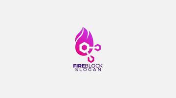 Fire BlockChain Logo Design Vector