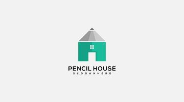 Pencil house logo design inspiration vector