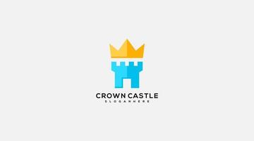 concepto de diseño del logotipo del castillo de la corona