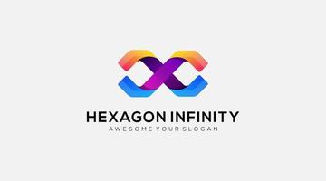 Gradient Coloring Infinity Hexagon Logo design template vector