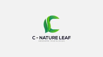 Initial Letter C leaf Icon Logo design illustration vector