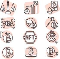 Blockchain icon set, icon, vector on white background.