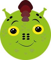 Funny animal dragon in good mood, icon, vector on white background.