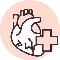 ayuda médica para el corazón, icono, vector sobre fondo blanco.