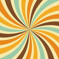 Abstract Spiral, Starburst, or Sunburst Background. Colorful Retro Style Stripe Backdrop. 70s Vintage Art. Graphic Template for Banner or Poster Design Concept. Free Vector Wallpaper Illustration.
