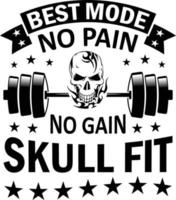 Best mode skull fit t shirt design vector