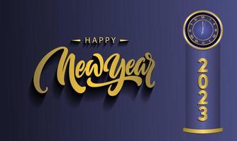 Happy New Year  Celebration 2023 with typography lettering. Vector illustration, text and number