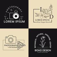 Collection of hand drawn boho logotypes vector