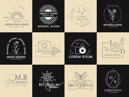 Collection of hand drawn boho logotypes vector