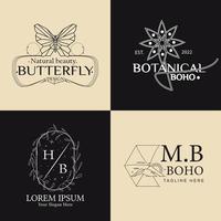 Collection of hand drawn boho logotypes vector