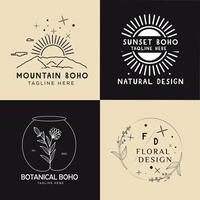 Collection of hand drawn boho logotypes vector