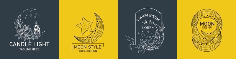 colección de logotipos boho dibujados a mano vector