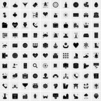 Set of 100 Business Solid Glyph icons vector