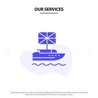 nuestros servicios brexit británico reino europeo reino unido icono de glifo sólido plantilla de tarjeta web vector
