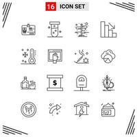 16 Icons Line Style Grid Based Creative Outline Symbols for Website Design Simple Line Icon Signs Isolated on White Background 16 Icon Set vector