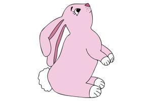 Painted pink rabbit with white paws, designed for New Year, Christmas, cards, clothes and fabric printing, printing and can be used in various occasions vector