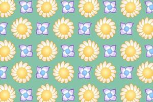 The picture shows a daisy and another flower repeatedly, it is intended for background, wallpaper, cards, print, cloth print and you can use it in different cases. vector