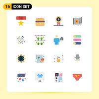 16 Universal Flat Color Signs Symbols of fireworks device prize technology app Editable Pack of Creative Vector Design Elements