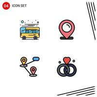 Universal Icon Symbols Group of 4 Modern Filledline Flat Colors of autobus gps local map map Editable Vector Design Elements