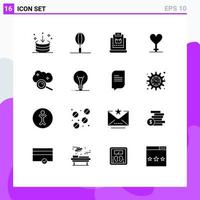 16 Thematic Vector Solid Glyphs and Editable Symbols of cloud computing gender kitchen heart shop Editable Vector Design Elements