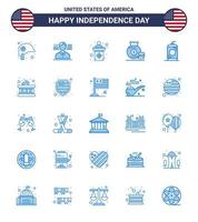 4th July USA Happy Independence Day Icon Symbols Group of 25 Modern Blues of drink bottle election american bag Editable USA Day Vector Design Elements