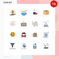 Flat Color Pack of 16 Universal Symbols of business product diet cargo love Editable Pack of Creative Vector Design Elements