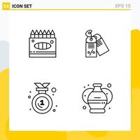 Collection of 4 Universal Line Icons Icon Set for Web and Mobile vector