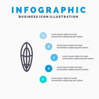 Recreation Sports Surfboard Surfing Line icon with 5 steps presentation infographics Background vector