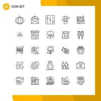 Set of 25 Vector Lines on Grid for gold bars healthy online email Editable Vector Design Elements