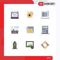 Pictogram Set of 9 Simple Flat Colors of setting home drafting working consulting Editable Vector Design Elements