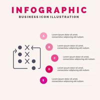 juego movimiento estrategia táctica táctico sólido icono infografía 5 pasos presentación antecedentes vector