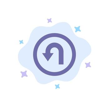 Arrow Back Navigation Way Blue Icon on Abstract Cloud Background vector